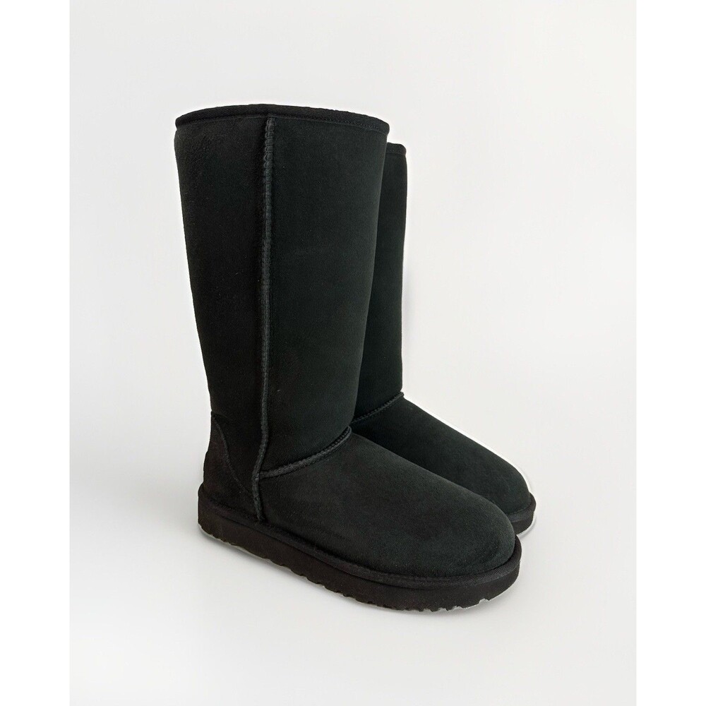 UGG CLASSIC TALL II BLACK SUEDE SHEEPSKIN BOOTS SIZE US 10 EU 41 UK 8 NEW